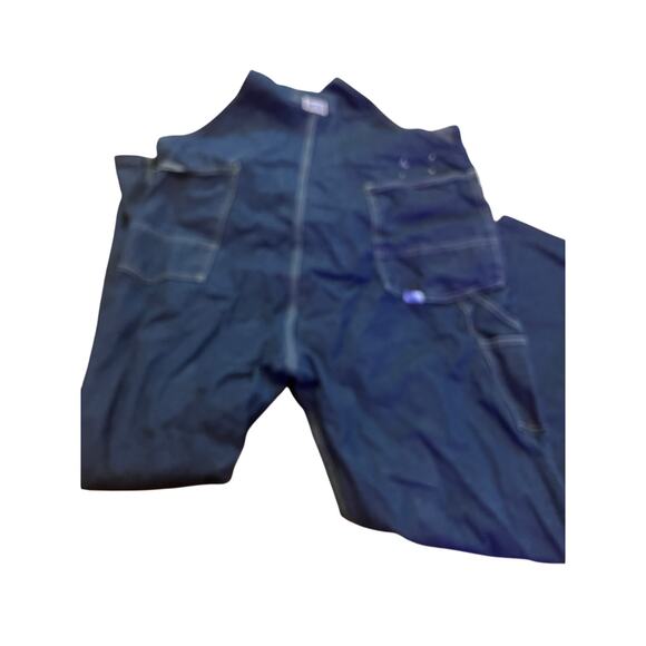 Big Smith Rigid Bib Overalls Men 46x32 Dark Blue Jean Denim Carpenter USA-NOS - Picture 2 of 5